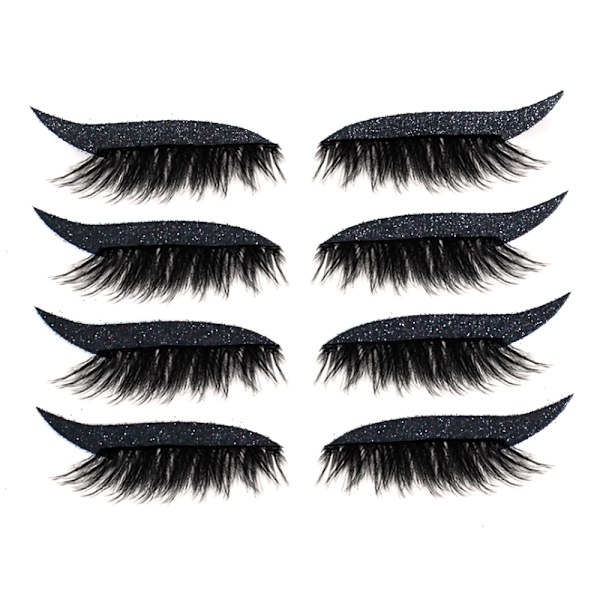 4 par irtoripsiä eyeliner-tarrat Vedenkestävä glitter Musta