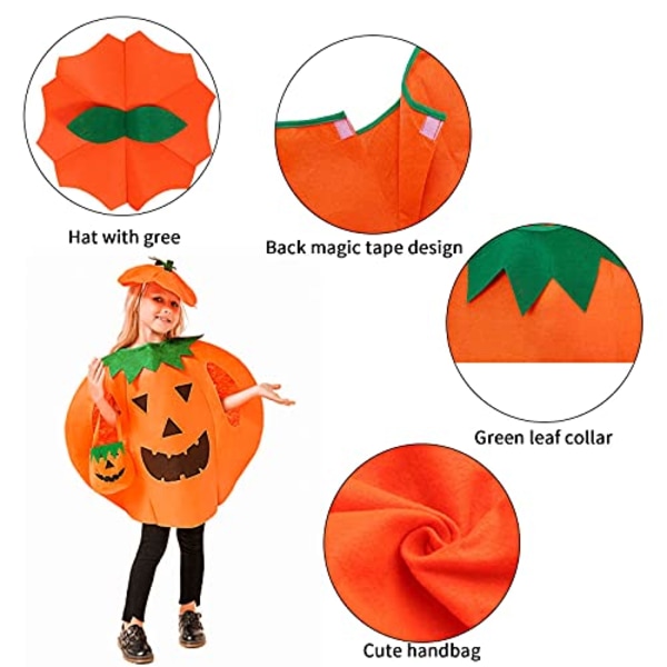 JOKYYY Halloween kostyme gresskar barn, gresskar kostyme barn med gresskar kurv og hatt orange