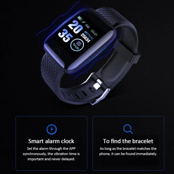 119plus smart armband pulsmätare smart watch black gray