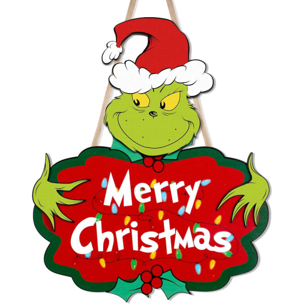 Christmas Front Door Decoration Juletre Decoration Dør Logo Grinch Treanheng 34*28