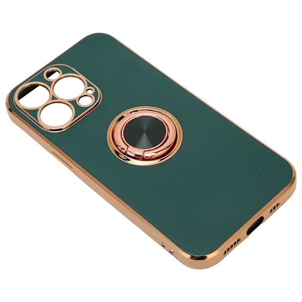 Matkapuhelimen kuori Rose Gold -sähköpinnoitettu rengaspuhelin kotelo Naisille Ultra Ohut Pehmeä TPU Puhelin Kotelo iPhone 13 Prolle Tummanvihreä