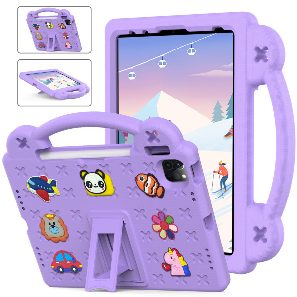 IPad10 Beibei Bear Matepad SE Tablettskydd Cartoon Cut Handhållen Stativ Pennfack Anti Drop Light purple Huawei 10.1 t5