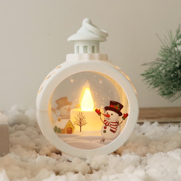 Julepynt LED stearinlys rund jule hængelampe bærbar White Large Size-Santa Claus