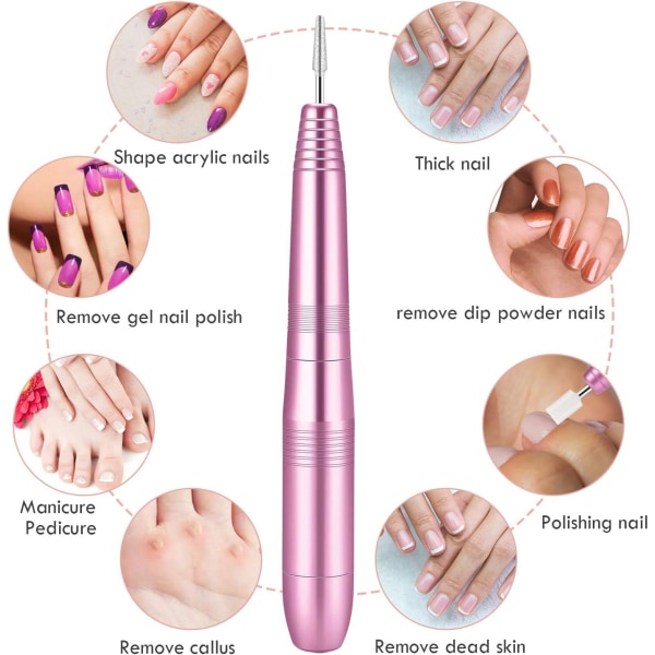 Elektrisk nagelfräsmaskin, Professionell nagelfil Bärbar nagelfräsmaskinsset