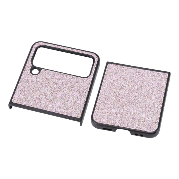 Blank skinnveske med skinnende overflate, ABS-materiale, ripebestandig, sammenleggbar skjerm, for Samsung Galaxy Z FLIP 4, rosa