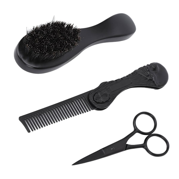 Skæg Kit Foldbar Kam Små Saks Skægbørste Skæg Styling Sæt med Opbevaringspose til Skægpudse Trimning