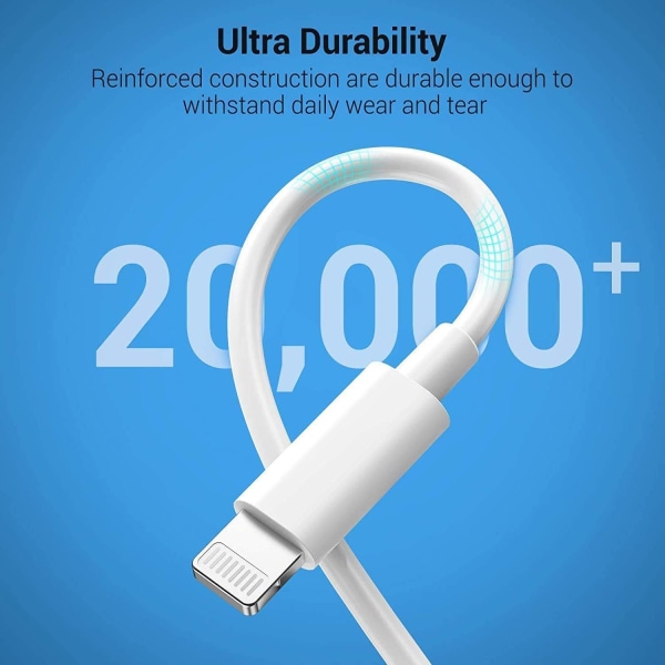 IPhone 20W Snabbladdare Kabel 2-pack USB-C till Lightning Kabel (2m) Snabbladdning white