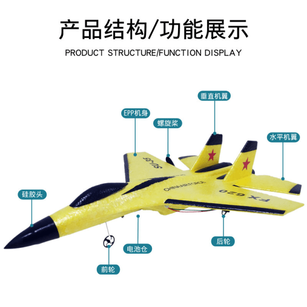 SU-35 RC Fjernstyret Fly 2.4G Jagerfly Med Lampe