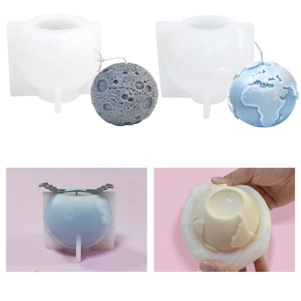 3D Jord Måne Silikon Lysform DIY Hjemindretning