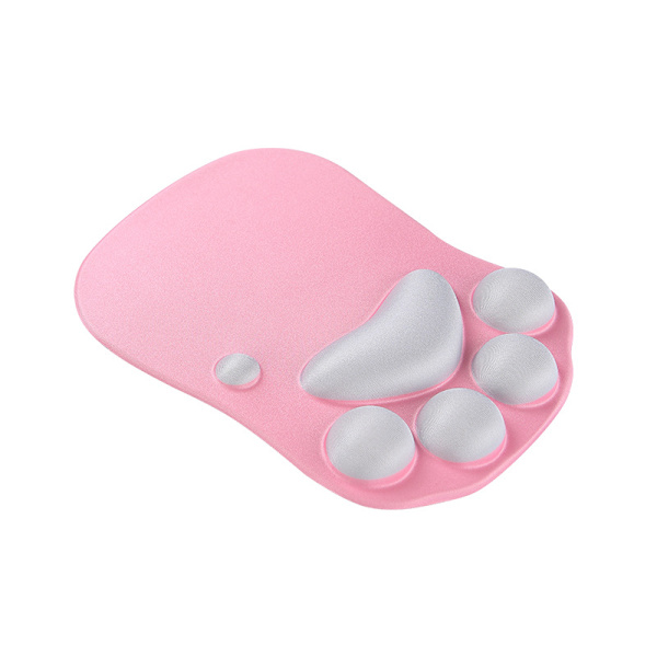 Musemåtte med håndledsstøtte, Musemåtte Kattepoter, Ergonomisk Musemåtte, 3D Silikon Gel Musemåtte Light Pink