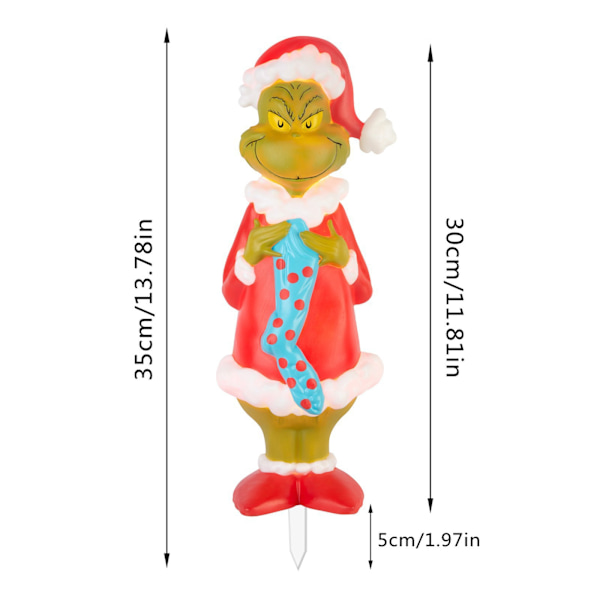 Grinch Plads Dekoration Juleakryl Grinch Havedekoration Udendørs Gulvudstik A