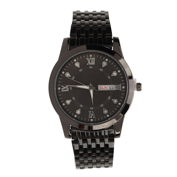 Armbandsur för Män Kvarts Dag Datum Vattentät Casual Lyx Luminous Mode Klänning Klocka med Legering Armband för Affärer Svart