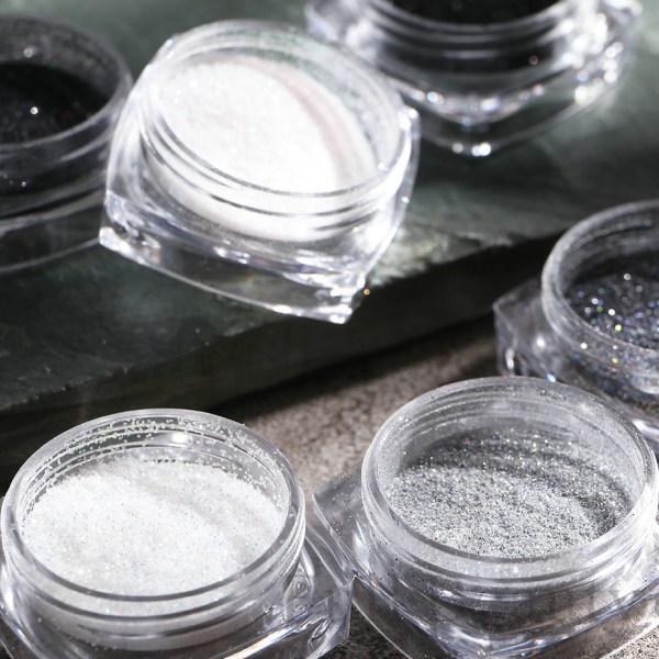6 stk. negleklistermærker Farver Glitter Sæt Efterår og Vinter Diamant i Debris Pink Champagne Sequins Negle Glitter Negle A