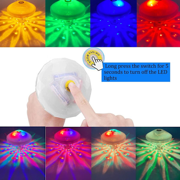 LED diamant vandtæt badeværelseslampe, fisketank springvand undervandsdykkerlampe colorful