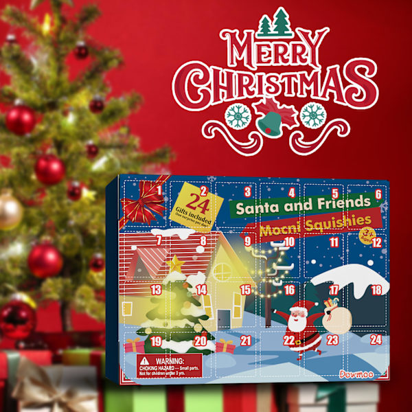 Jule-Knusle-Legetøjs-Adventskalender Blind Box 24 Ruder Jule-Gummianimal Legetøj Overraskelse Blind Box A