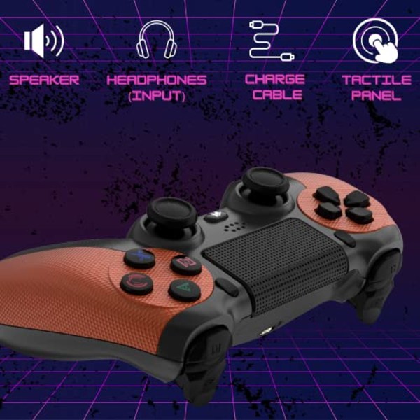 NK trådlös handkontroll för PS4/PS3/PC/Mobil, 6-axlig detekteringsfunktion, LED-ljus, pekskärm orange