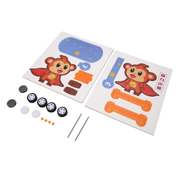 DIY Monkey Puslespil Legetøj Magnetisk Håndværk Forbedre Videnskabelig Kognition Bygge Sæt til Børn til Tidlig Uddannelse Magnetisk Monkey Håndværk Bil