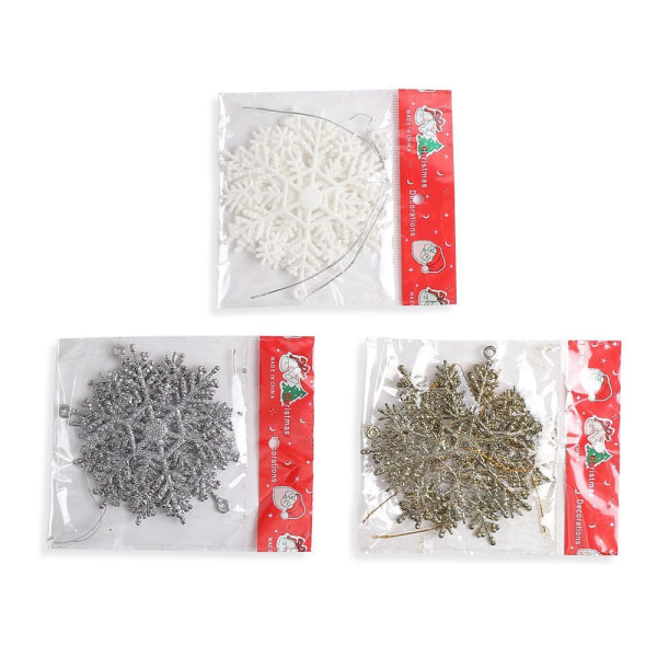Juletrær Snøfnugg Henger Glitter Dekor Tilbehør Fest Sted Layout Jul Gold [with Lanyard]] 9 Packs [27 Packs]]