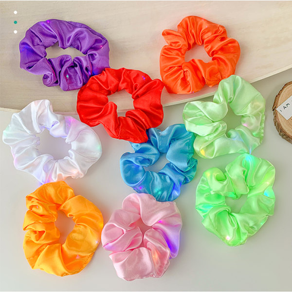 Mode-LED Glitter Hårbånd Scrunchies Koreansk Pige Farverige Sat