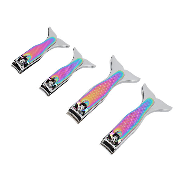 4-pack Nagelklippare med Fiskstjärtsdesign i Rostfritt Stål, Elektropläterad, Noggrann Klippning, Långt Handtag, Bärbar Nagelklippare