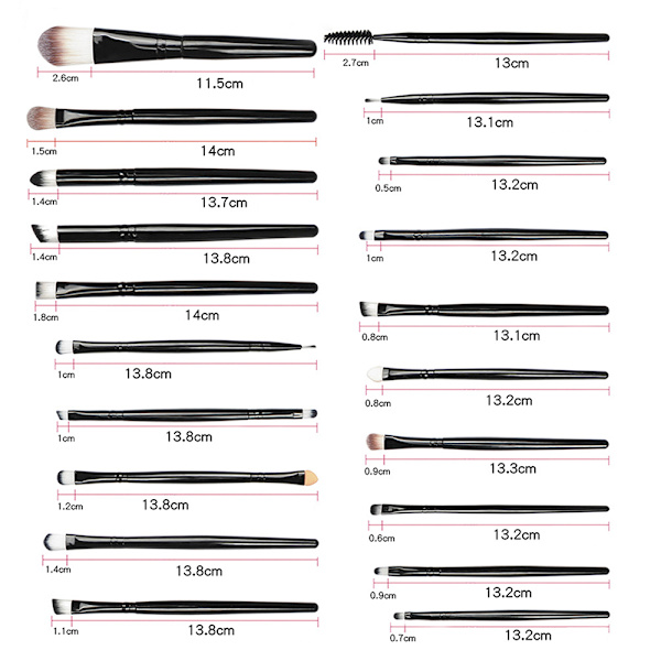 20 st Makeup Borstar för Blanding, Ansiktspulver, Ögonskugga