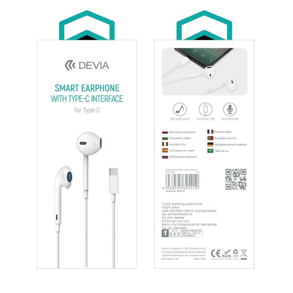 Devia In-Ear Kablede hovedtelefoner/headset - 3,5 mm - Hvid Hvid