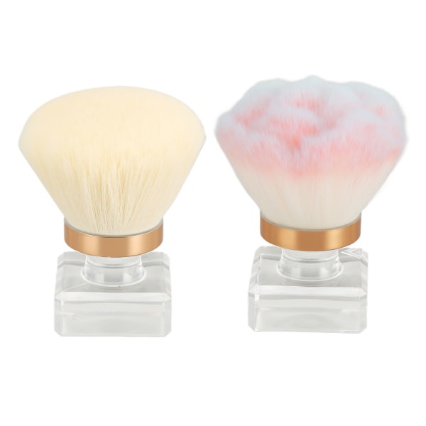 2pcs Loose Powder Brush Set with Transparent Base Soft Dense Brush Hair Synthetic Shed Free Blush Brush