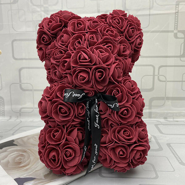 Rosbjörn - Teddybjörn täckt med rosor Röd