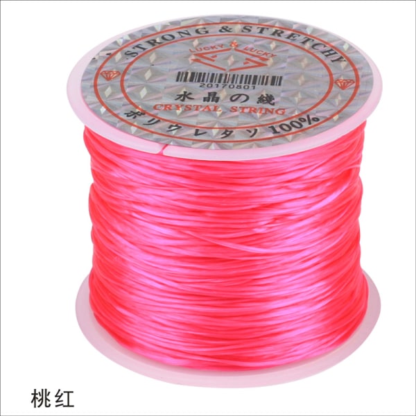 Farvet elastisk tråd, krystaltråd, perletråd, armbåndstråd, -60 meter vævet armbånd DIY Peach Red