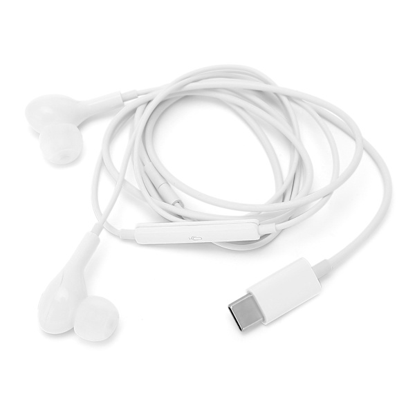 Kablet Earphones Type C Digital Chip Støjreducerende Mobiltelefon Earbubs med Lydstyrkekontrol Hvid