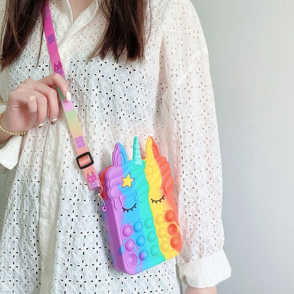 Pop-it Regnbue Unicorn Veske for Jenter rose