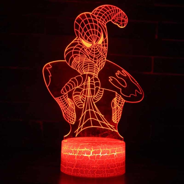 3D Stereoskopisk Fargerikt Spiderman Nattlys Spiderman