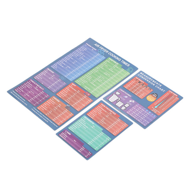 3 stk Fryeren Magnet Cheat Sheet Sett Fryeren Tilbehør Kokketider Fryeren Tilbehør Magnetark Rask Referanseguide for Matlaging Steking