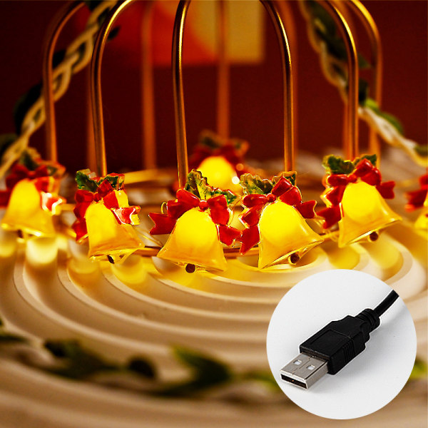 LED joulukoristeet Jingling Bell Holiday tunnelman joulukuusenkoristeet Warm White USB 5 M 50 led