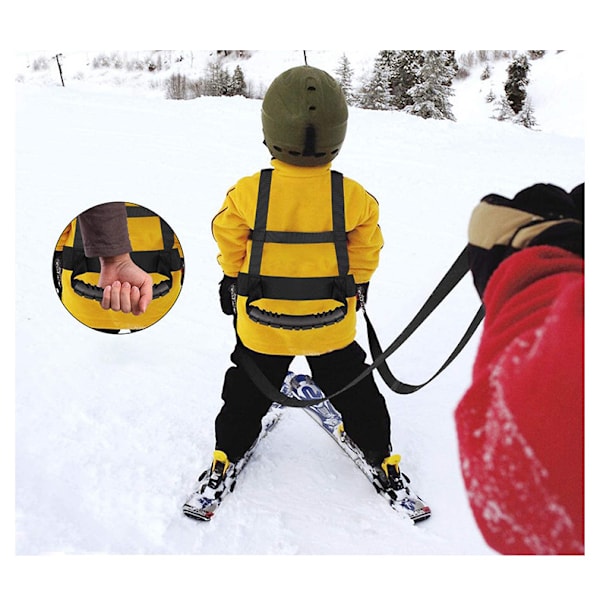 Ski Sele, Snowboard Træningsline Sæde Sele Skøjter Kit med Ski Sikkerhed Anti-faldtov, Velegnet til 3-16 År Black (without Bag)
