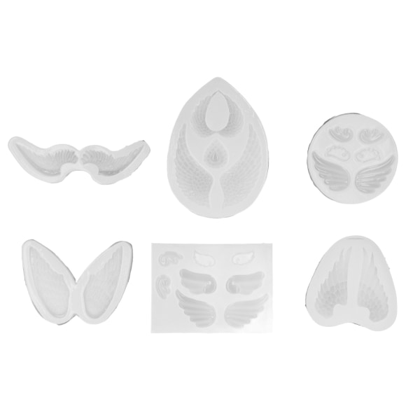 6 stk Silikonform Engel Vinger Form Fleksibel Blød Genanvendelig Transparent Silikonform til DIY Håndværk Bage