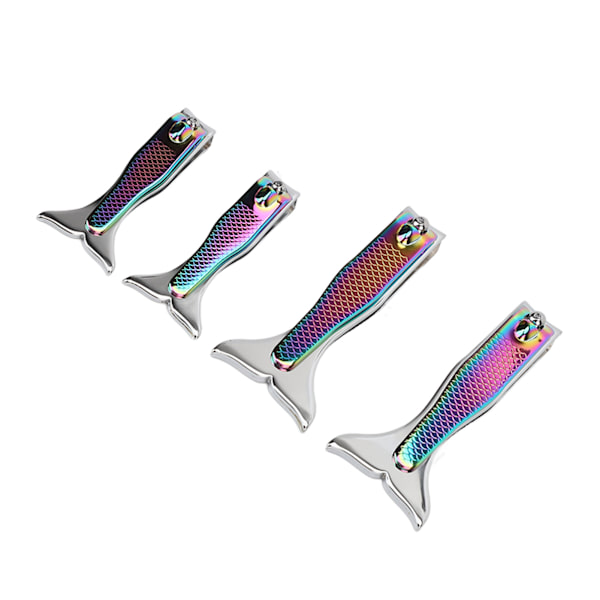 4-pack Nagelklippare med Fiskstjärtsdesign i Rostfritt Stål, Elektropläterad, Noggrann Klippning, Långt Handtag, Bärbar Nagelklippare