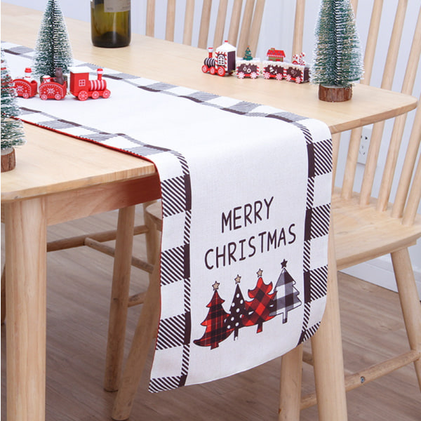 Christmas Table Runner Kaksikerroksinen puuvillainen pellava Creative Printing Snowman Old Man -pöytä HL Table Runner 04 180*33cm