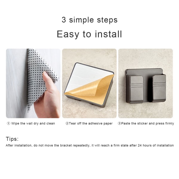 2-pack Väggmonterad Telefonhållare, Skadesfri Väggfäste för Smartphones Mobiltelefonställ Laddningshållare