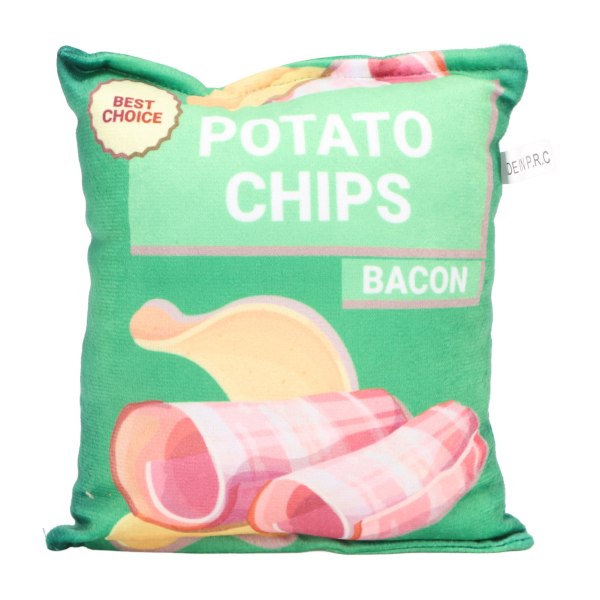 Plush Hundeleksak Potatischips med Inbyggd Rasselpapper Bittålig Pipande Snacksäck Hundeleksak för Valp Lammrullen Grön