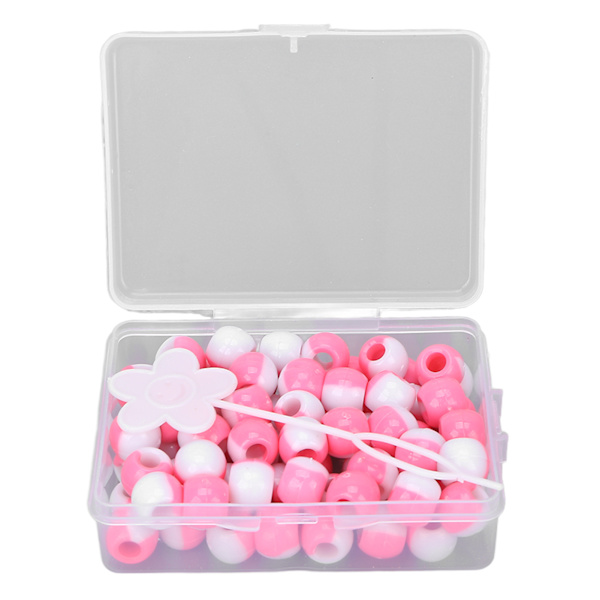 74 stk. Runde hårperler DIY plastik hæklet fletning paryk tilbehør fletning dreadlock perler hår fletning værktøjPink