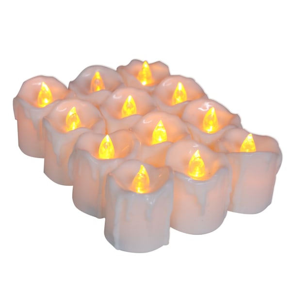 12-pakks Julelys med LED-lys, batteridrevet (CR2032), plast yellow 12 PCS