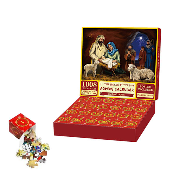 24 stk Julekalender for jenter og gutter med 1008 brikkers julepuslespill 1 28*28*5cm