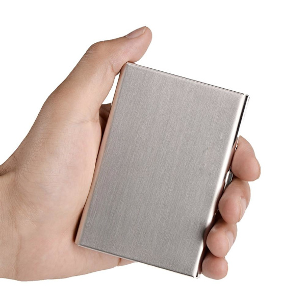 Stilful Eksklusiv Stål Kort Holder / Tegnebog - RFID Sikker Sort