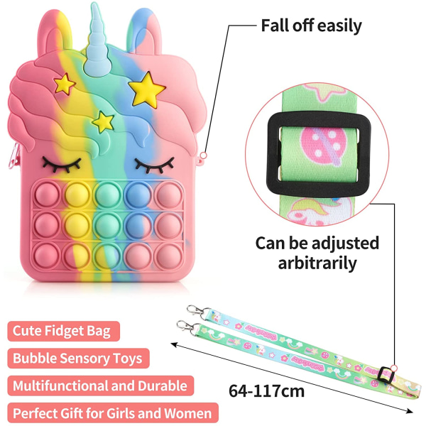 Pop-it Regnbue Unicorn Veske for Jenter unicorn