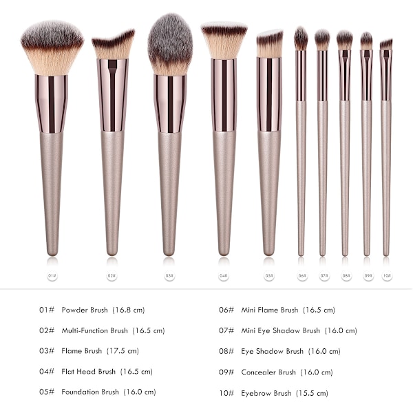 Profesjonelt sminkebørstesett 4 Pieces-Champagne Gold-+ Bag