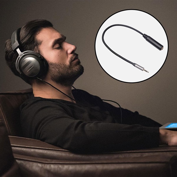 Audioadapterkabel 1/4 tommers hann til 1/8 tommers hunn