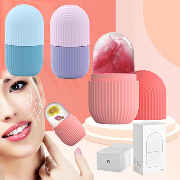 Silikon Ice Face Roller Ismassage Koppar Isande Verktyg Lila