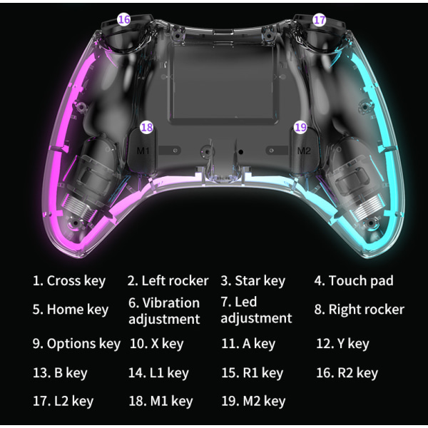 PS4 spilcontroller krystalklar transparent skal