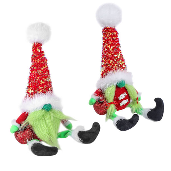 Grinch-hahmo ilman kasvoja, Grinch vihreä turkkihirviö kääpiöelfi nukke nukkekoristeet vihreä hirviö A